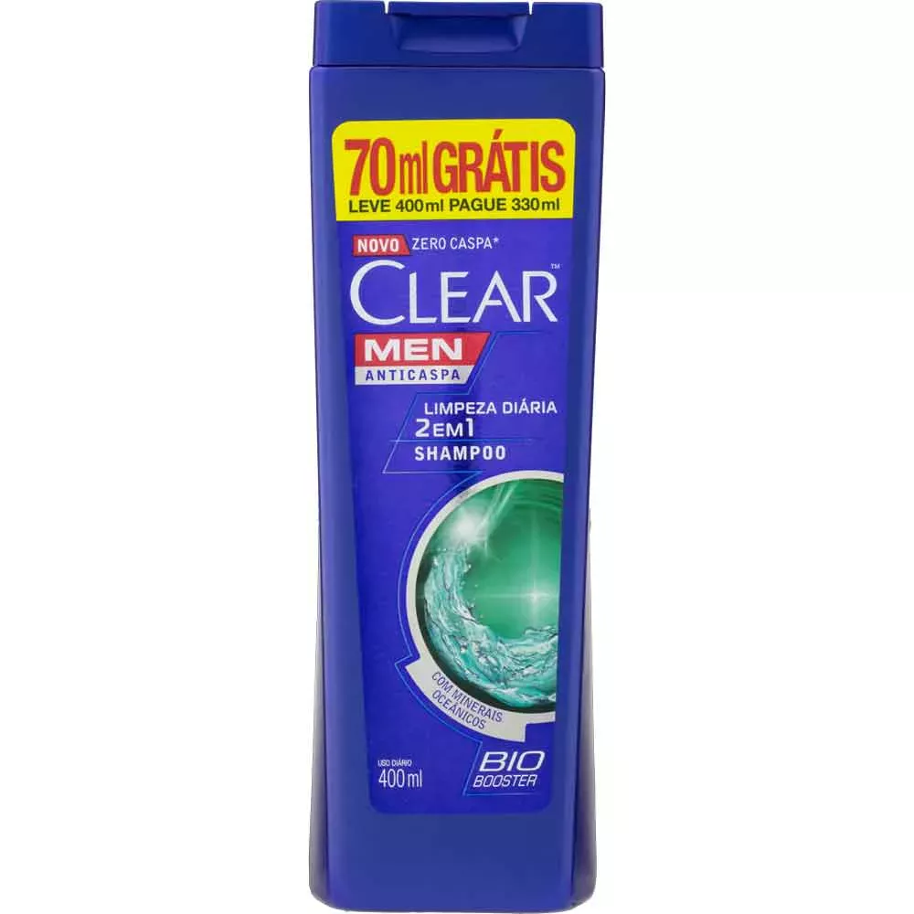 7891150060975_1_1_3000_300_rgb Shampoo Clear Anti-Caspa Limpeza Diária 2 Em 1 400ml - Imagem 1