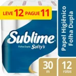 Papel Higiênico Folha Dupla 30M Sublime Leve 12 Pague 11 Unidades